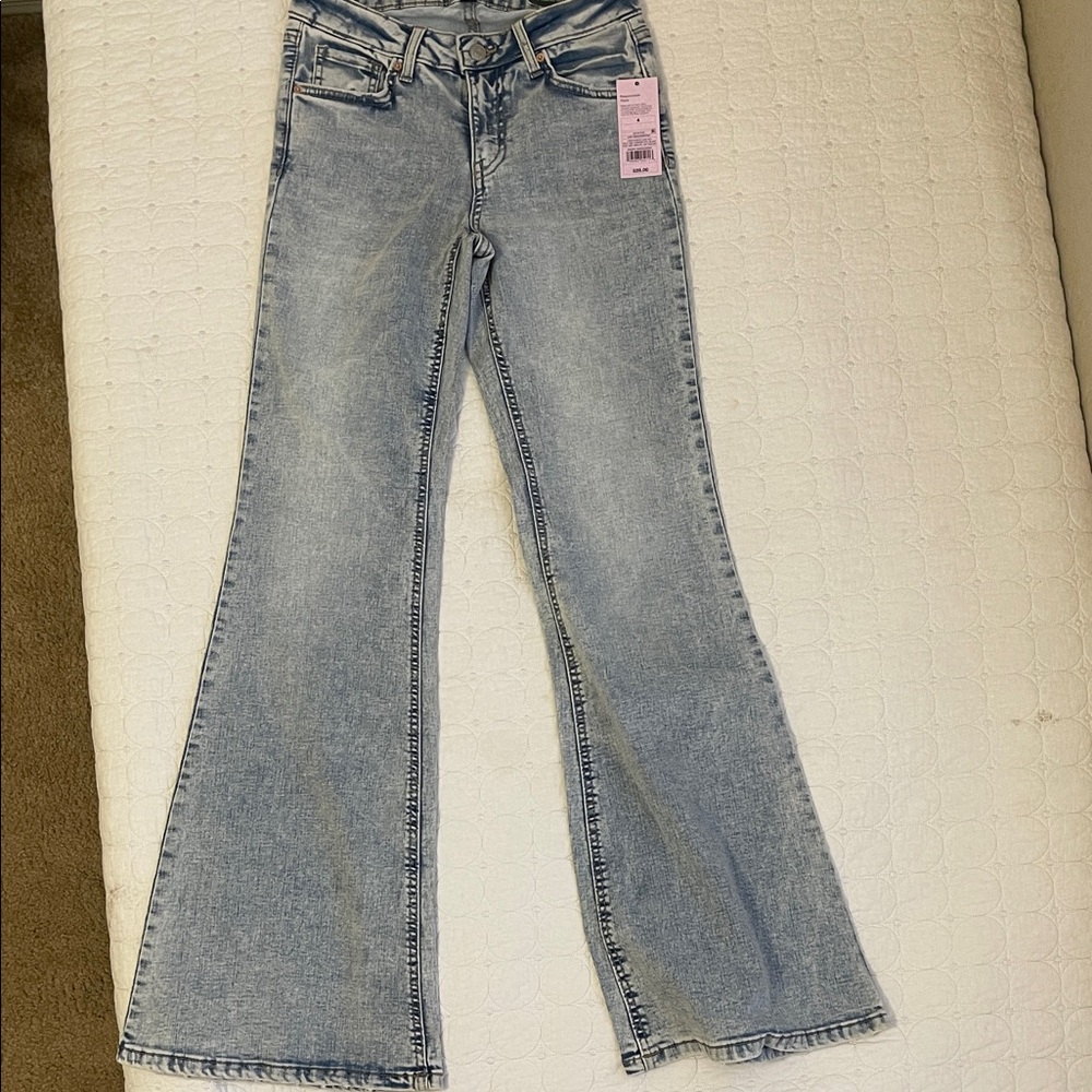 Classic Light Blue High Rise Flare Leg Jeans